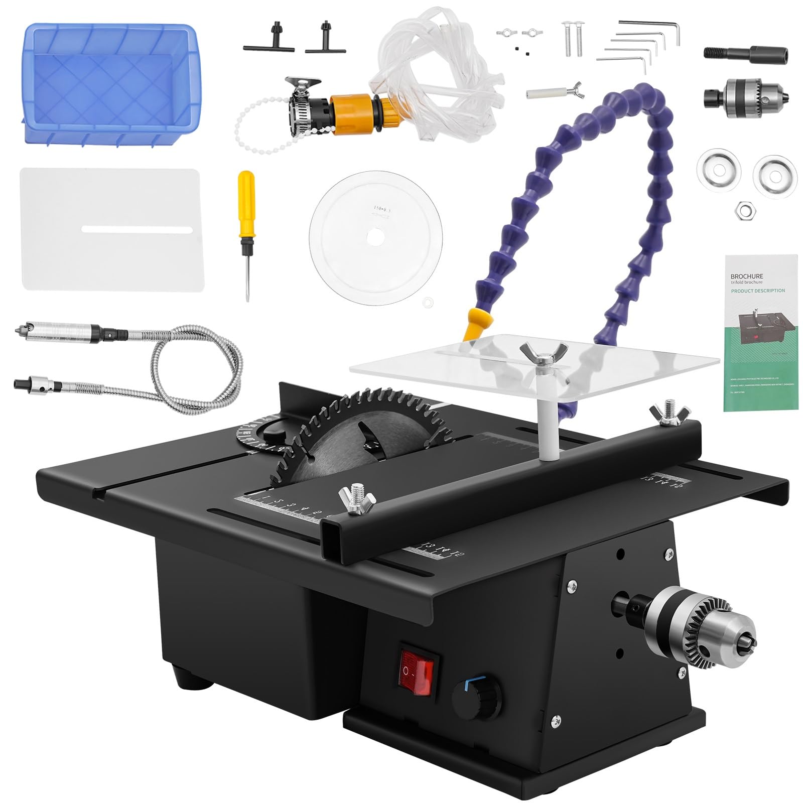 1850W Multifunctional Jade Gem Grinding and Cutting Machine with Table Saw 0-10000RPM